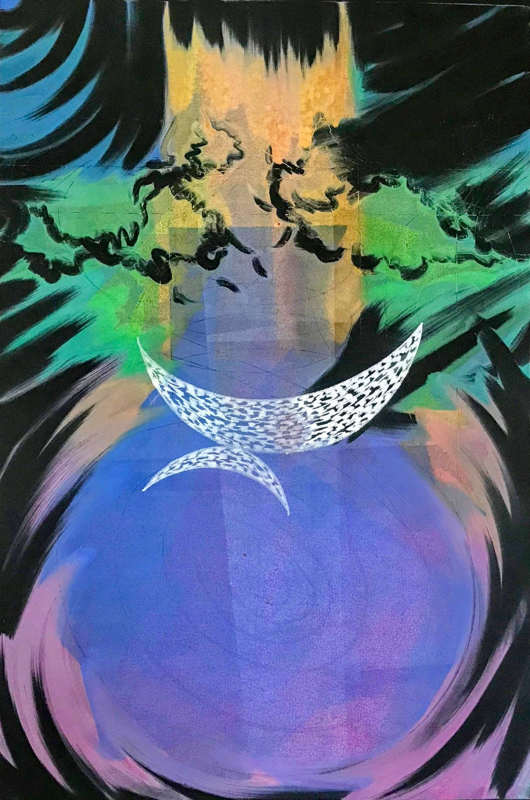 Reflected Canoe,KBDesrosiers, 32%22x44%22, monoprint and chalk on black Arches .jpeg