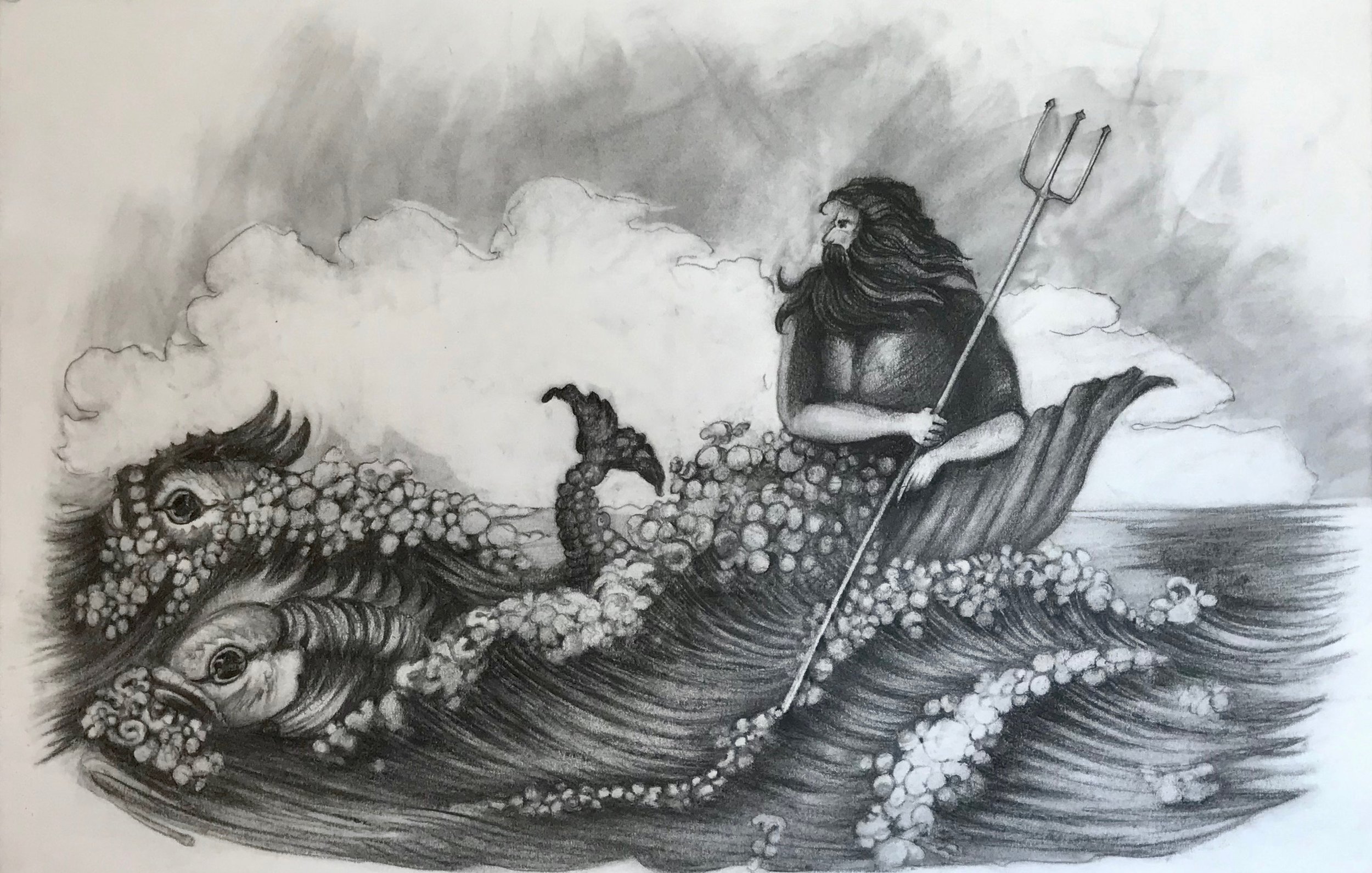 Neptune with a Trident, KBDesrosiers, 15%22x11.25%22, charcoal.jpeg