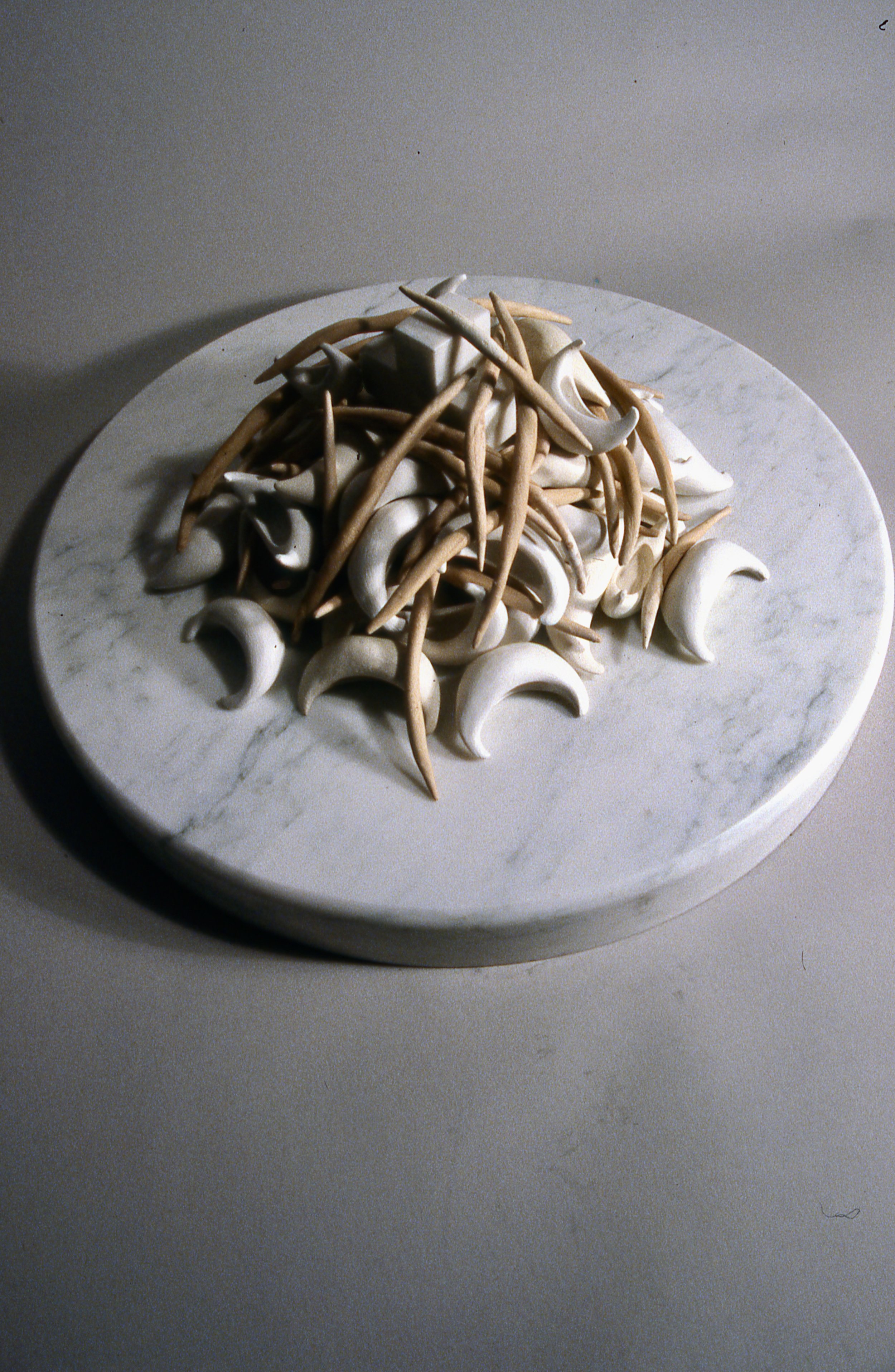Baptismal Font (from above), KBDesrosiers, 20%22x20%22x9%22, marble, fired and stained clay forms.jpeg