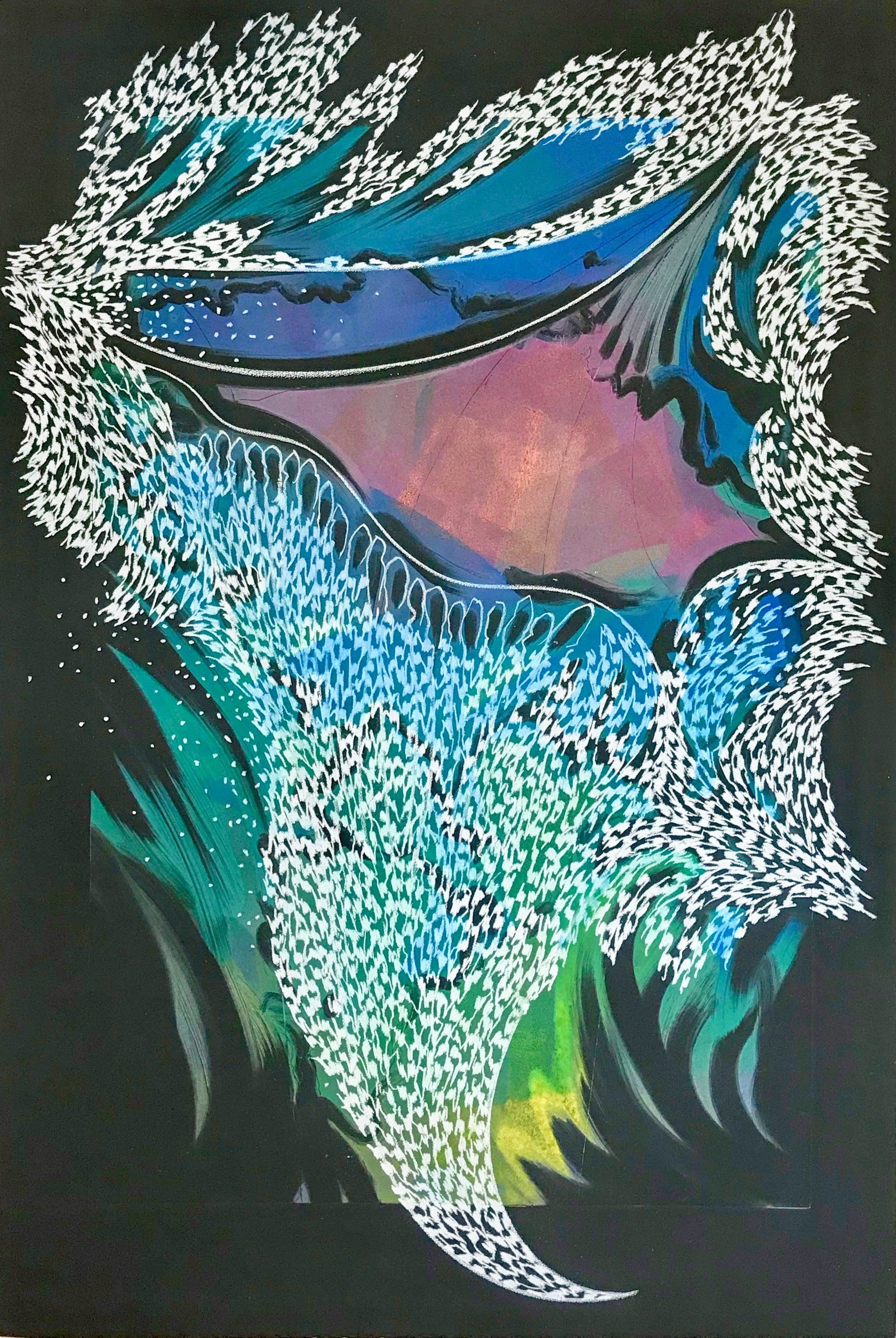 Blizzard Tent, KBDesrosiers, 32%22x44%22, monoprint and chalk on black Arches.jpeg