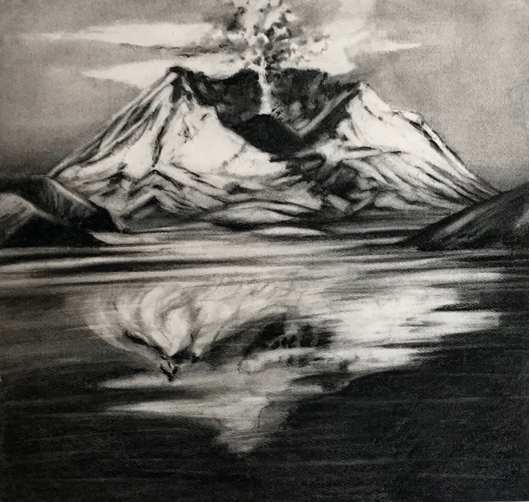 Two Years On-Mount St. Helens,KBDesrosiers, 15%22x14%22, charcoal.jpg