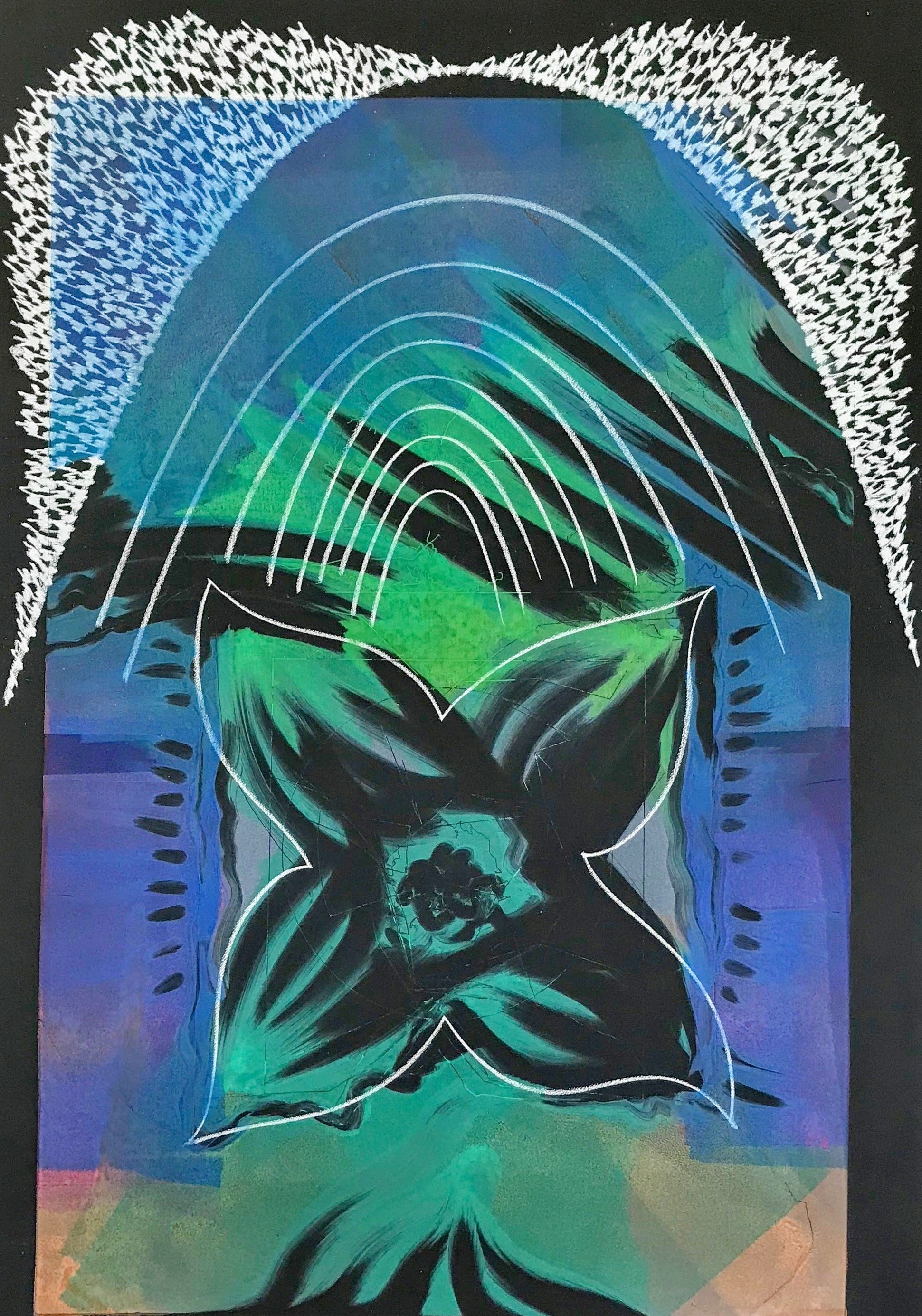 Dogwood Flower, KBDesrosiers, 32%22x44%22, monoprint and chalk on black Arches.jpeg