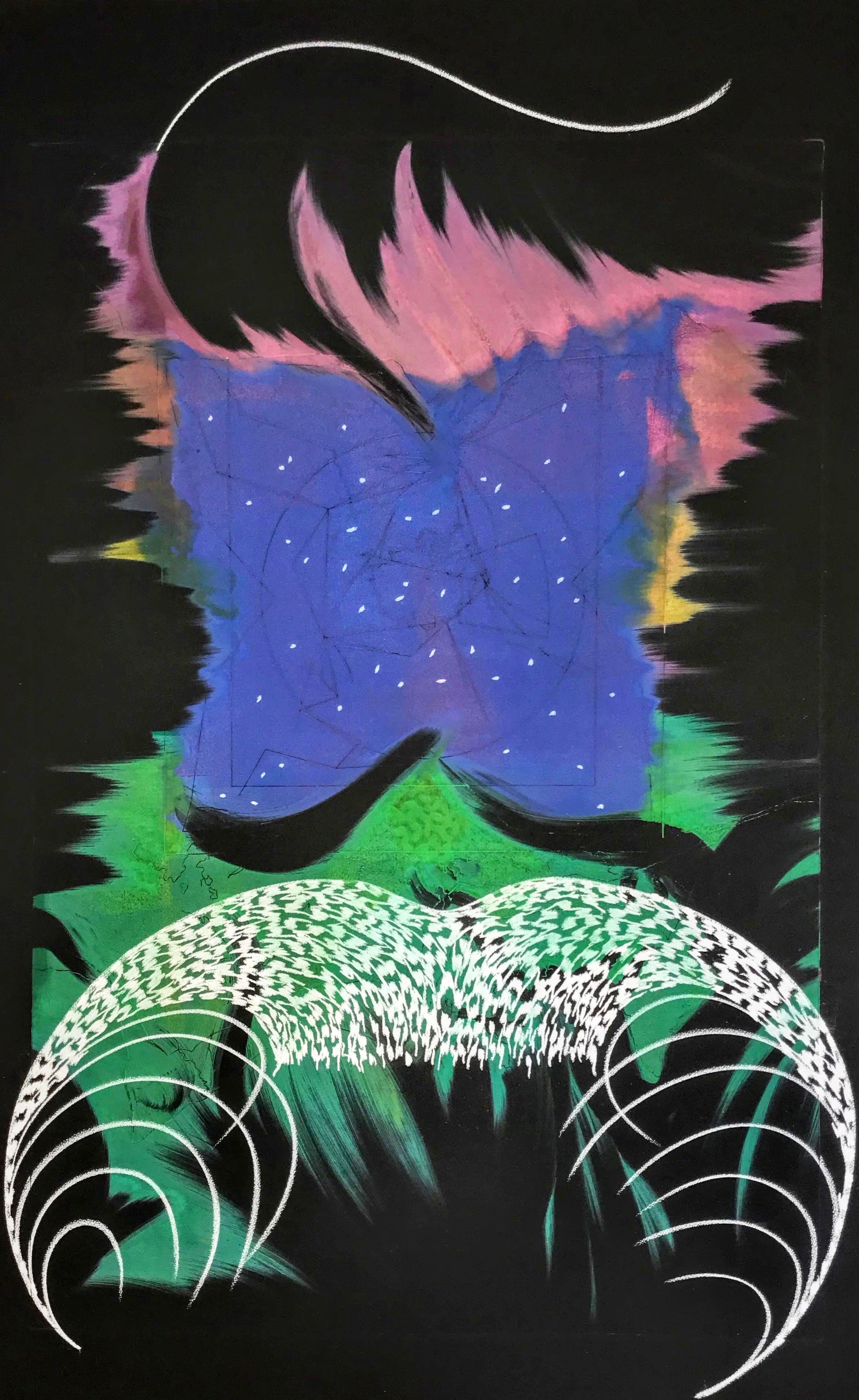 Whale's Tail, KBDesrosiers, monoprint and chalk on black Arches.jpeg
