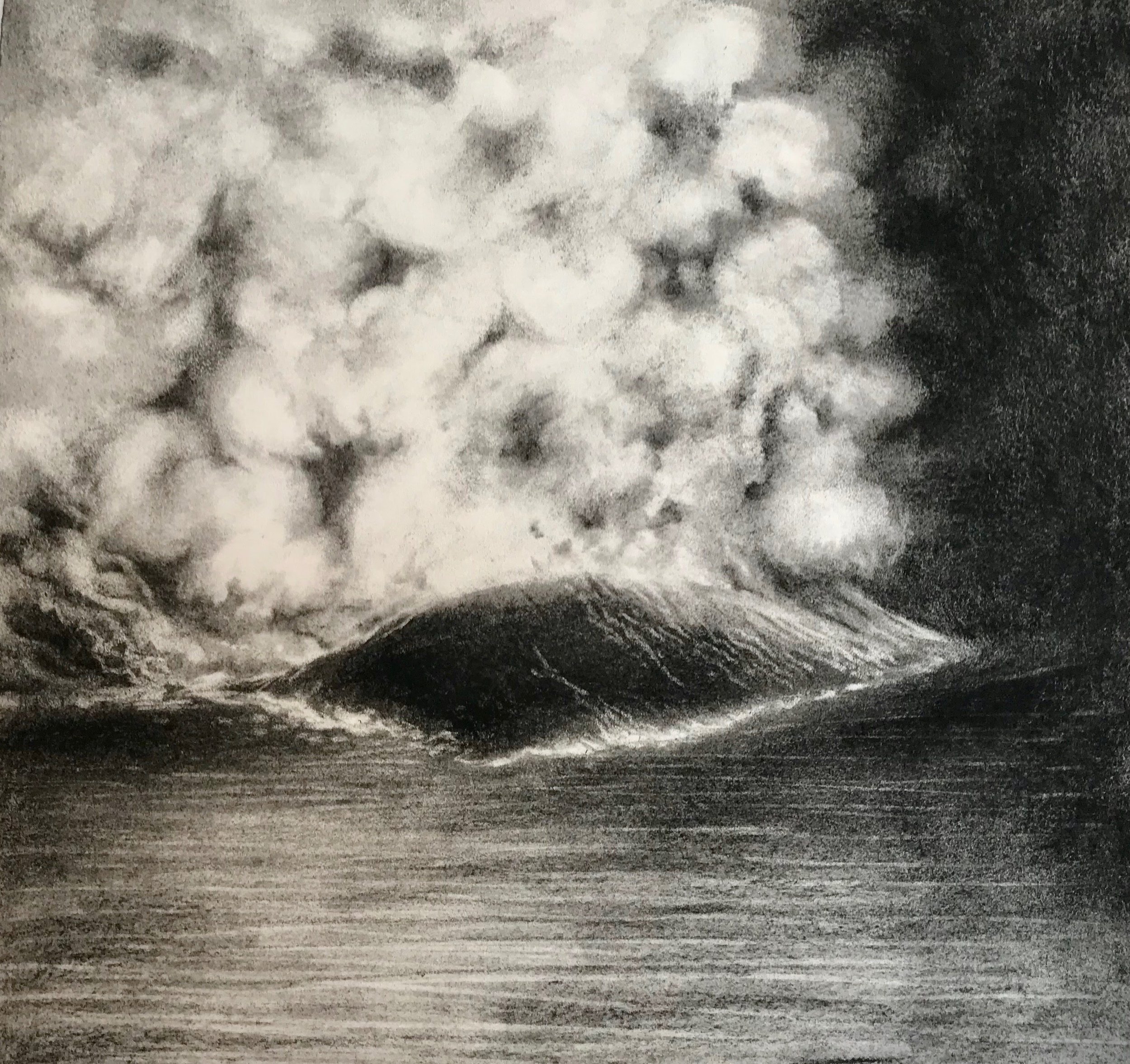 Birth of an Icelandic Island,KBDesrosiers, 15%22x14%22, charcoal.jpeg