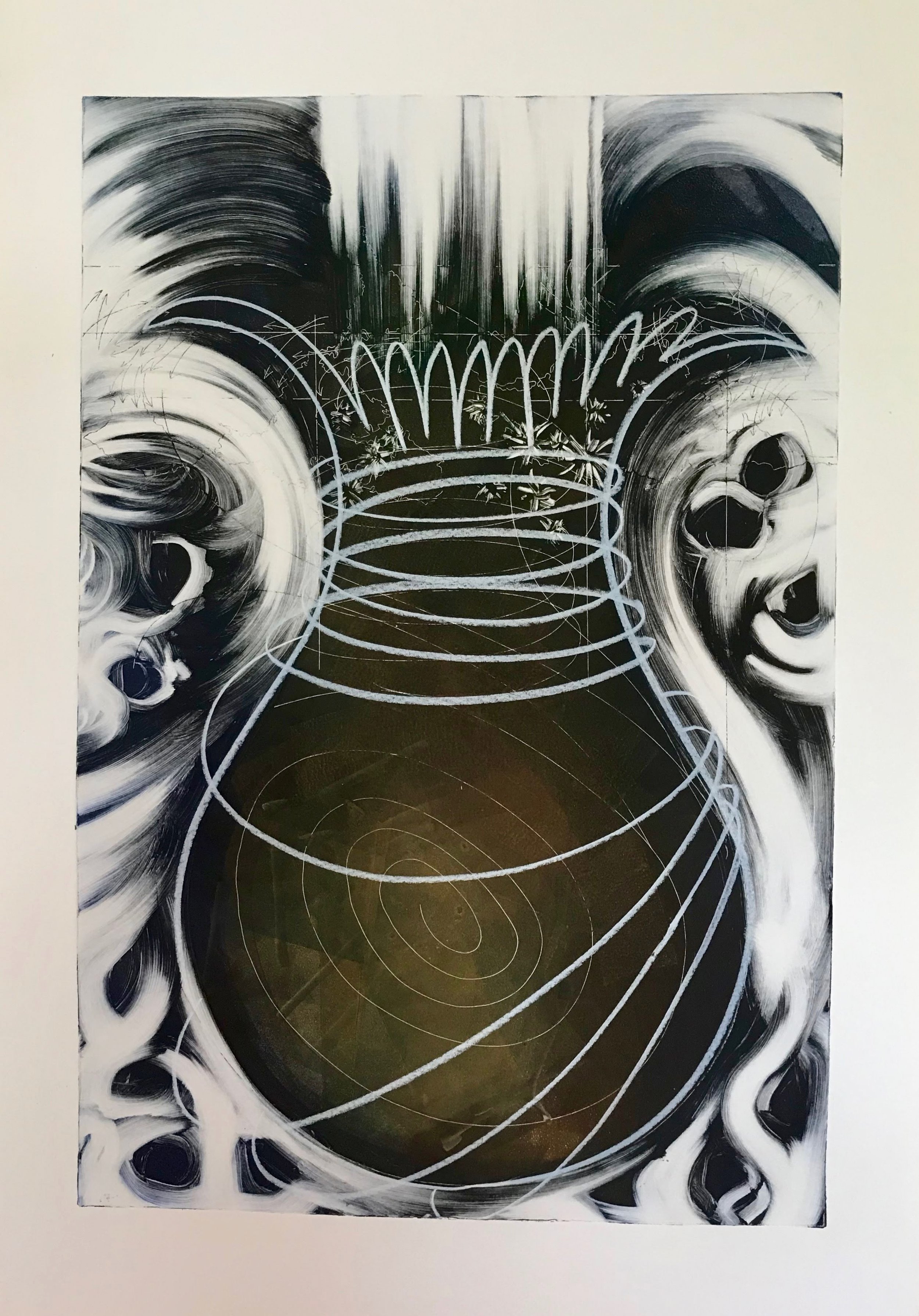 Vase, KBDesrosiers, 32%22x44%22, monoprint and chalk on Arches.jpeg