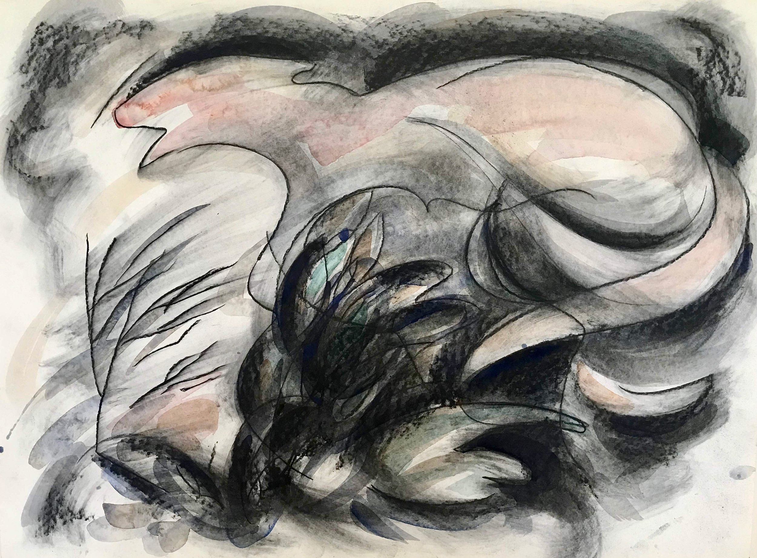 Running Wild, KBDesrosiers, 30%22x22%22, charcoal and watercolor.jpeg