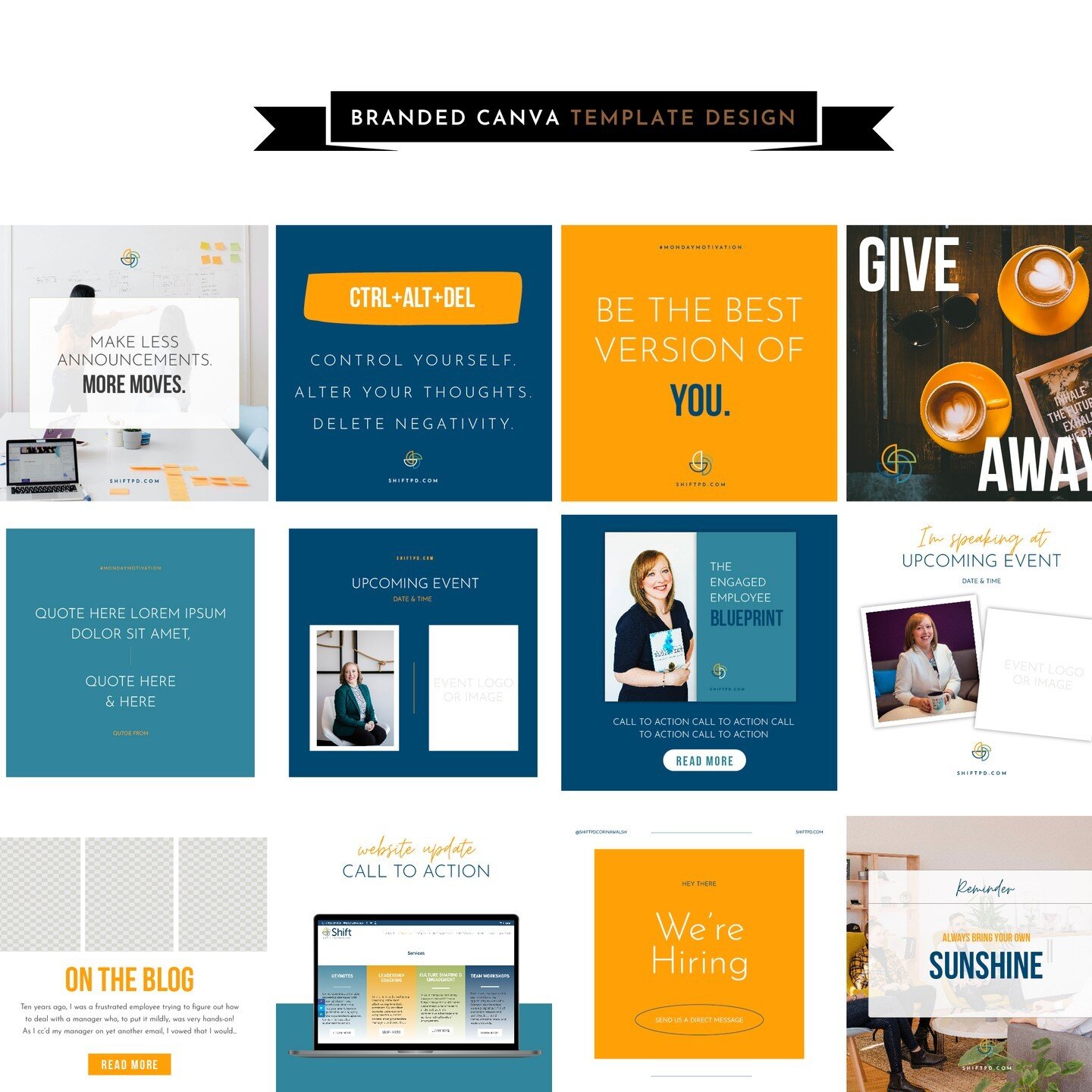 Client Feature Today: Shift People Development (she's on the East Coast!)
.
Did you know we offer branded Canva templates? Here is an example of what they can look like....🧡