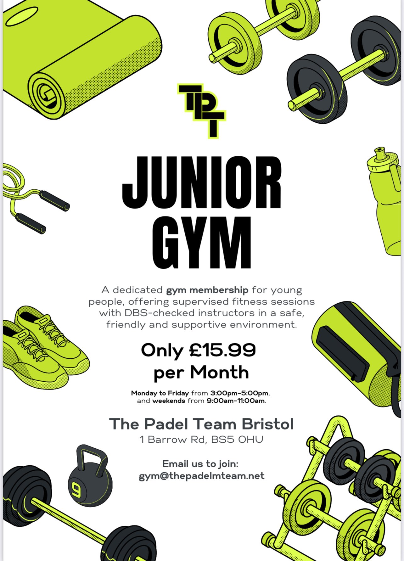 JUNIOR GYM £15.99 Per month 
