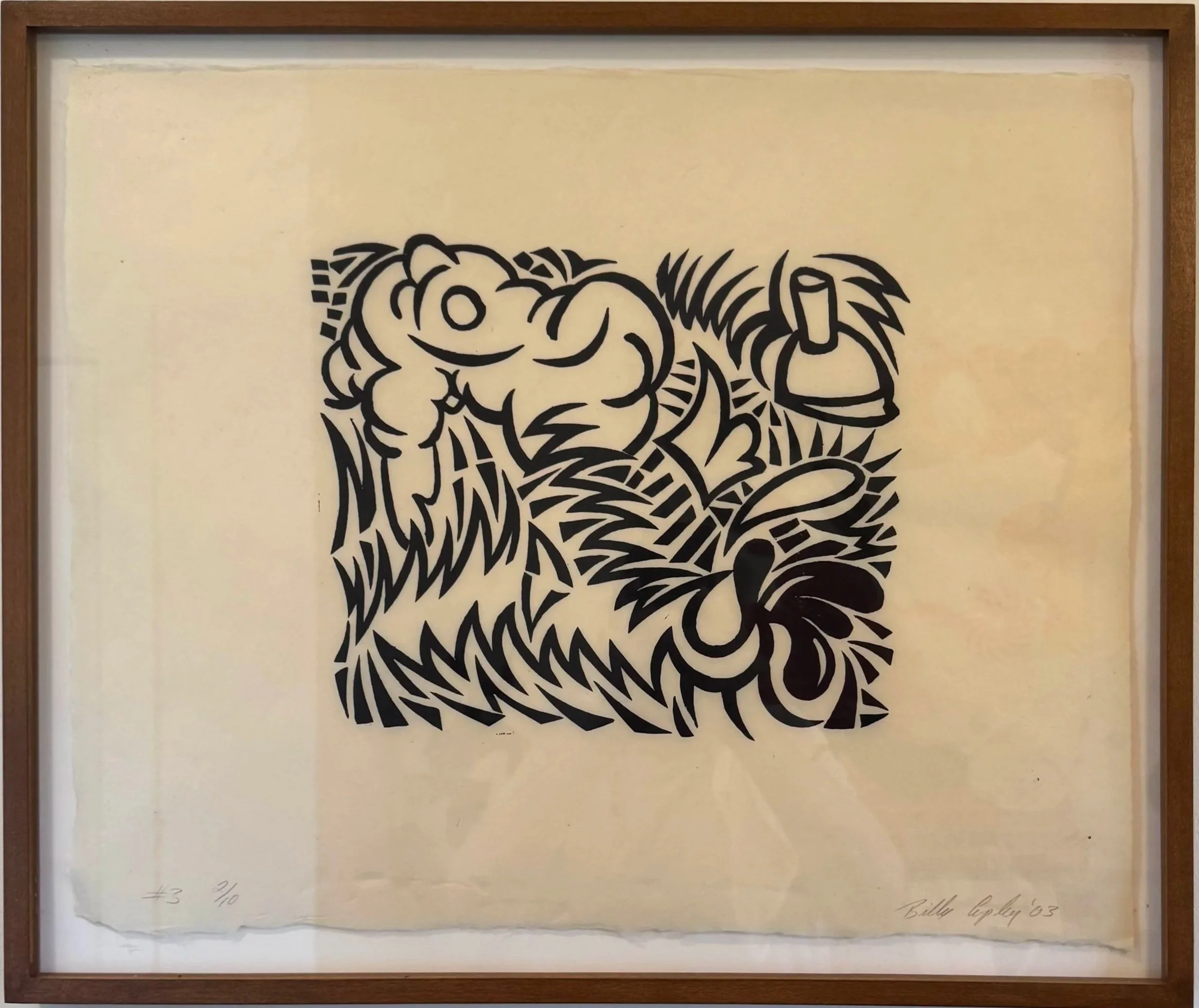 Rubber stamp print #3 , 2003, 19.5" x 22. 75", etching ink on Kitakata natural paper, $2,000 framed