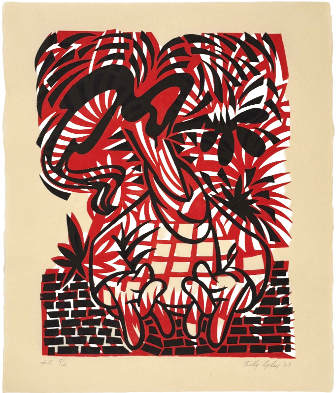 Rubber stamp print #8 , 2003, 22.75" x 19.5", etching ink on Kitakata natural paper, $2,000 framed