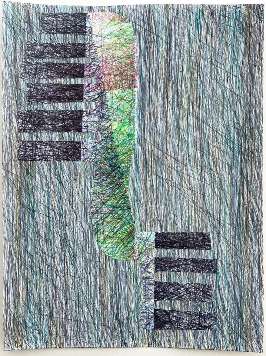  Untitled #1 (from the series Despite It All I Still Love You) , 2026, 12" x 9", ballpoint pen and collage on paper, framed