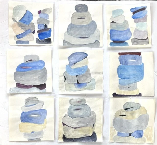  Stacks (6x6) , 2025, 6”x6” each, watercolor on paper