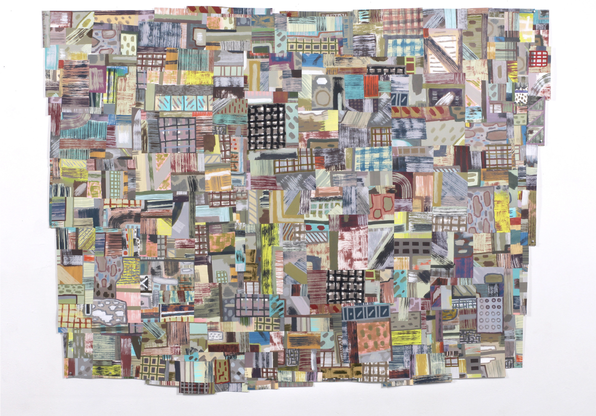 
 Brick and Mortar (black grid) , 2019, 84" x 74", acrylic on 300 lb. cut paper, archival glue
