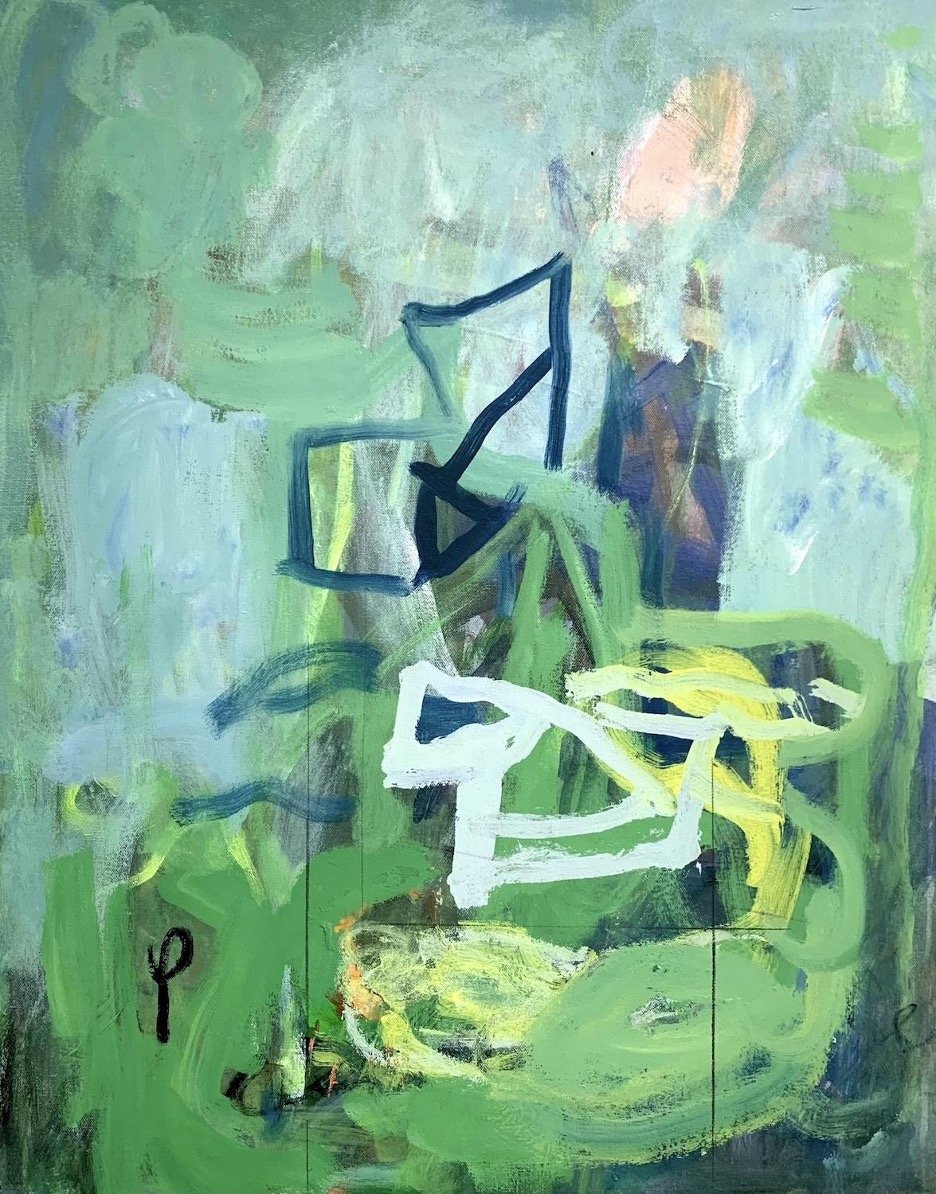 Anonymous Citizen in Blue-Green , 2023, 30" x 24", acrylic and colored pencil on canvas, $4000