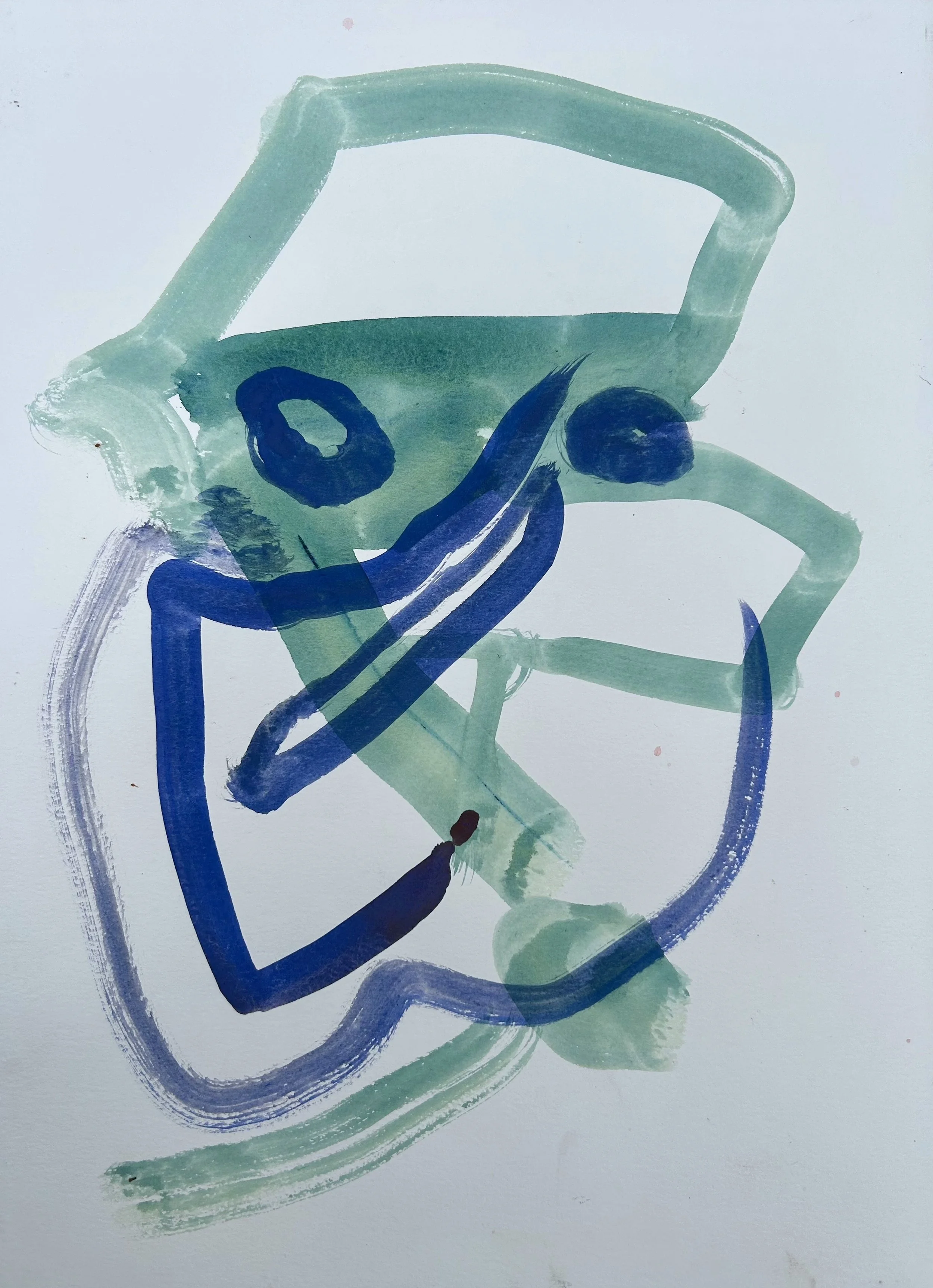 Anonymous Citizen in Blue-Green , 2020, 15" x 11", watercolor on paper, $800