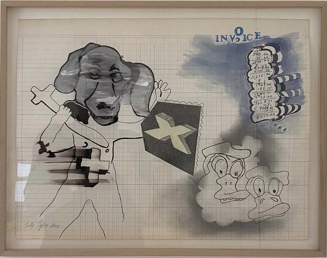 "Roy A. Manning Series" #03 , 2020, 14.5" x 20", mixed media on found ledger paper