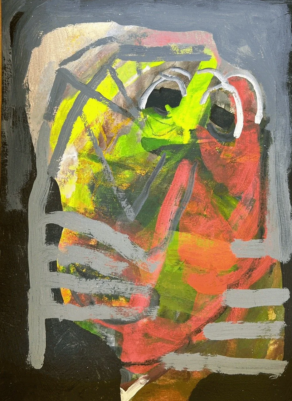 Anonymous Citizen January 12, 2020 , 15" x 11", acrylic, watercolor, wax crayon, and colored pencil on Arches water color paper, $800