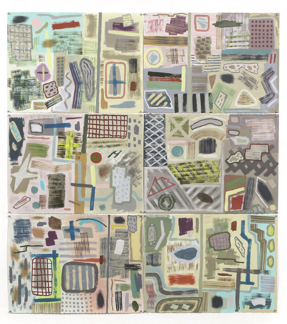  Untitled , 2019, 66" x 60", acrylic on six sheets 300 lb paper
