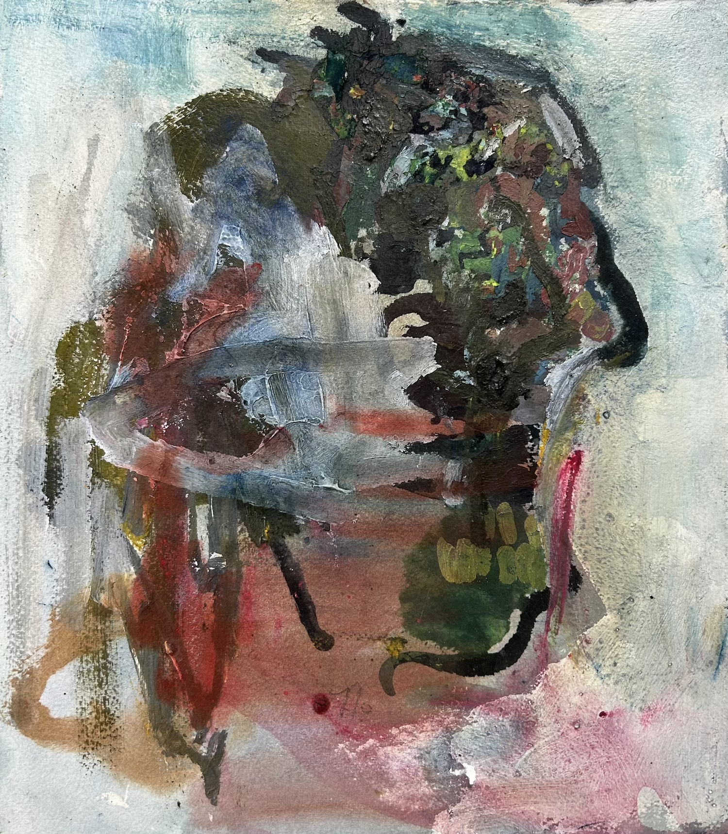 Anonymous Citizen as Mountain , 2022, 12" x 11", watercolor and acrylic on paper, $800