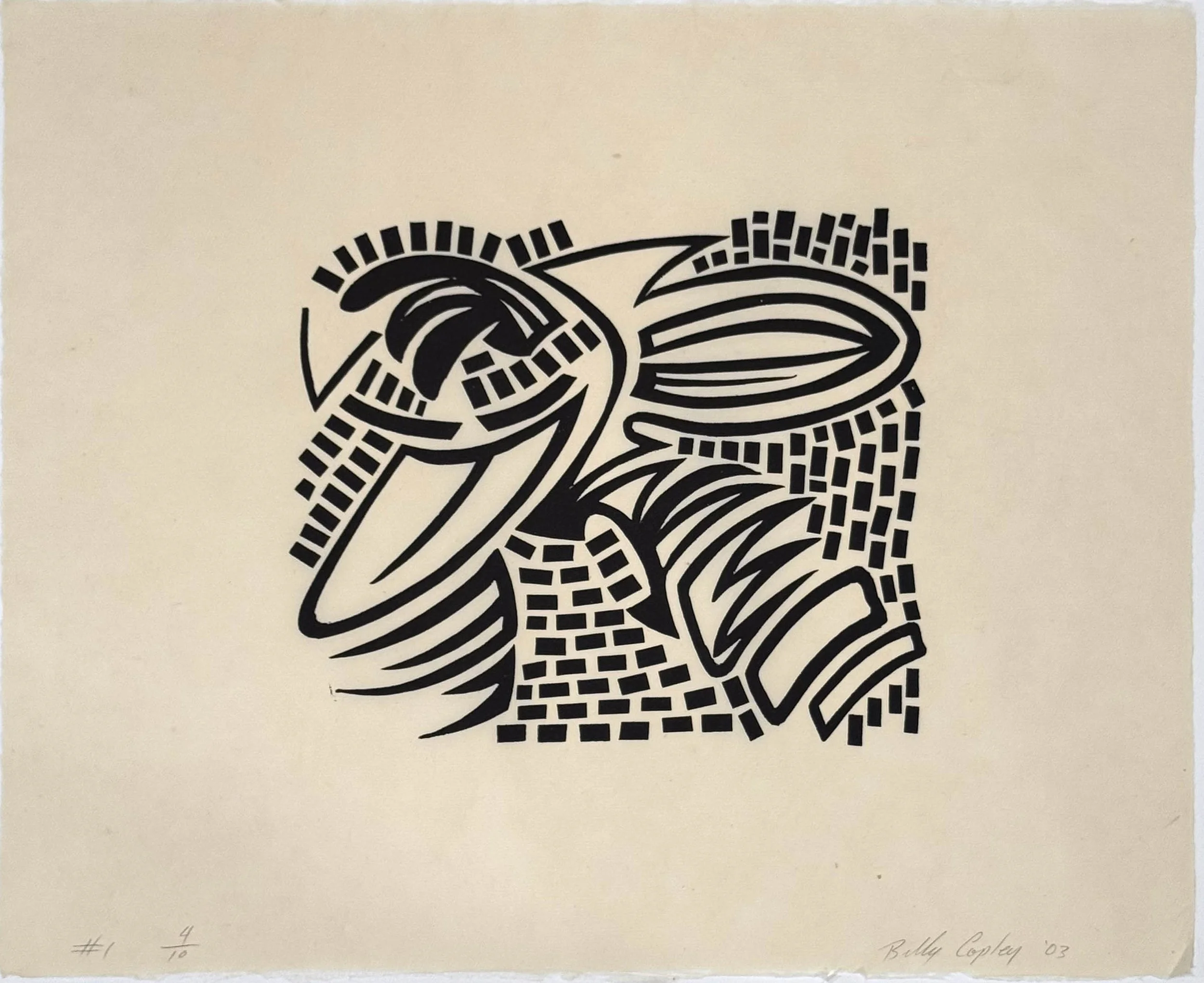 Rubber stamp print #1 , 2003, 19.5" x 22.75", etching ink on Kitakata natural paper, $2,000 framed