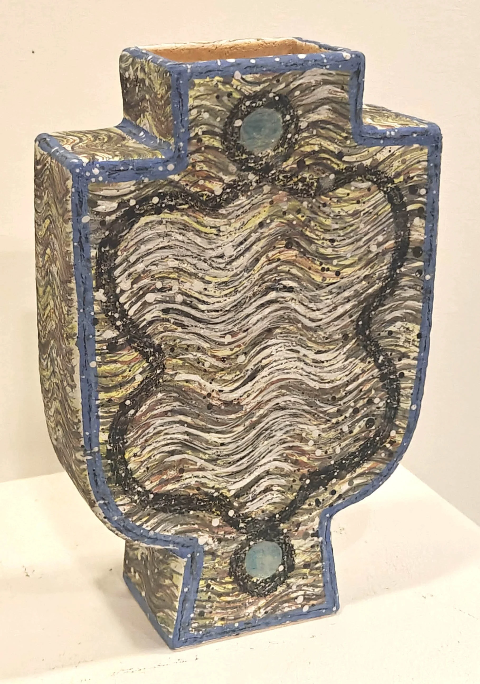  Blue Amulet , 2023, 11.5" x 7.5" x 3”, fired clay, glaze