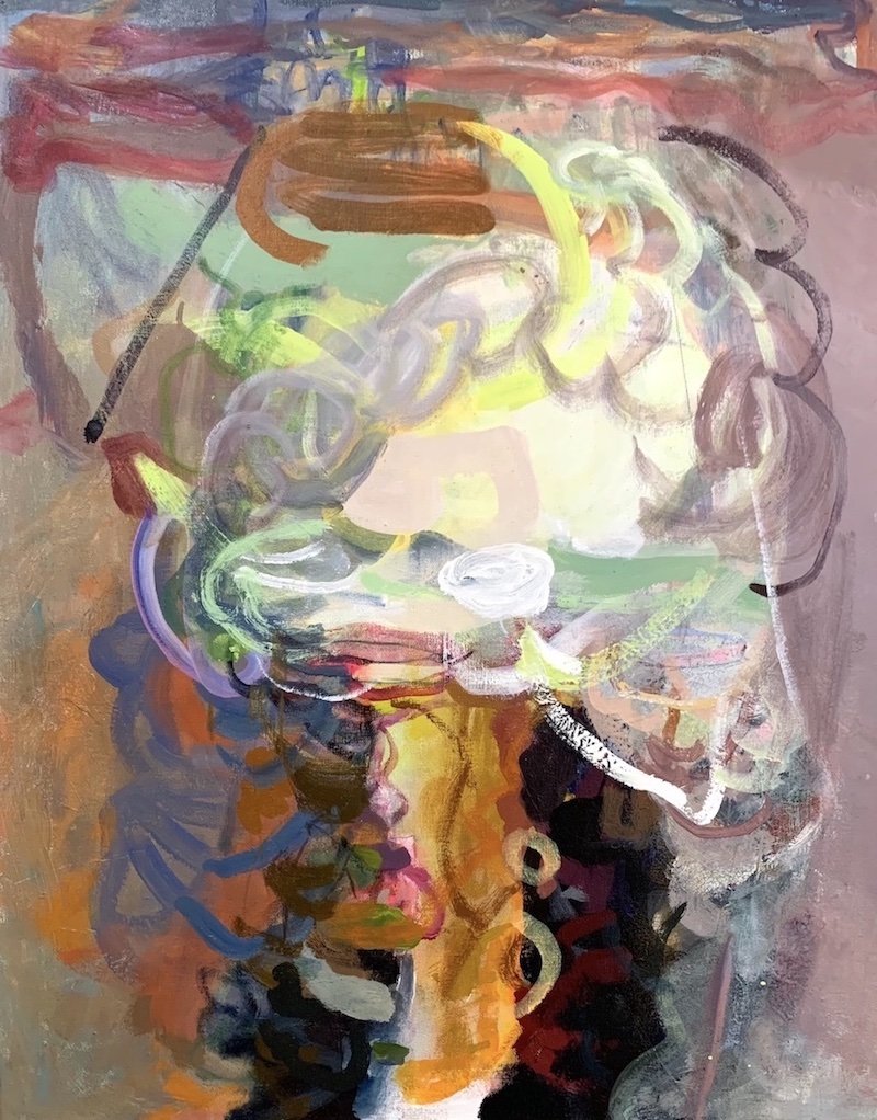 Anonymous Citizen and Smoke , 2022, 30" x 24", acrylic on canvas, $4000