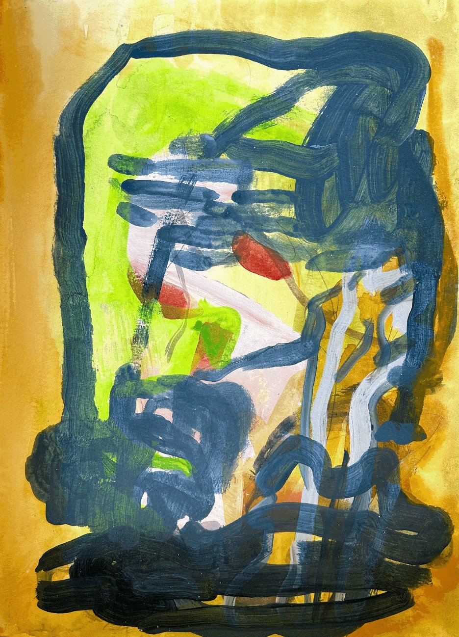 Anonymous Citizen in Chartreuse , 2020, 15" x 11", acrylic, watercolor, wax crayon, and colored pencil on Arches water color paper, $800