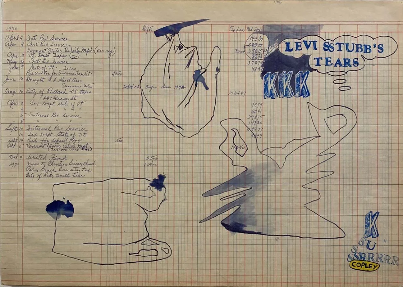 "Roy A. Manning Series" #04 , mixed media on found ledger paper, 14.5" x 20", 2020
