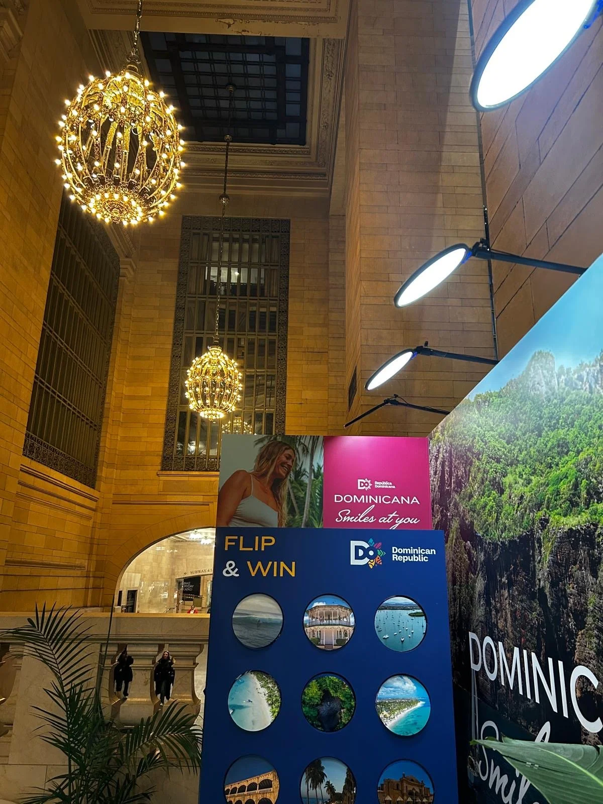 Large tourism campaign display featuring Megan Koval displayed in the New York City at Grand Central Station.