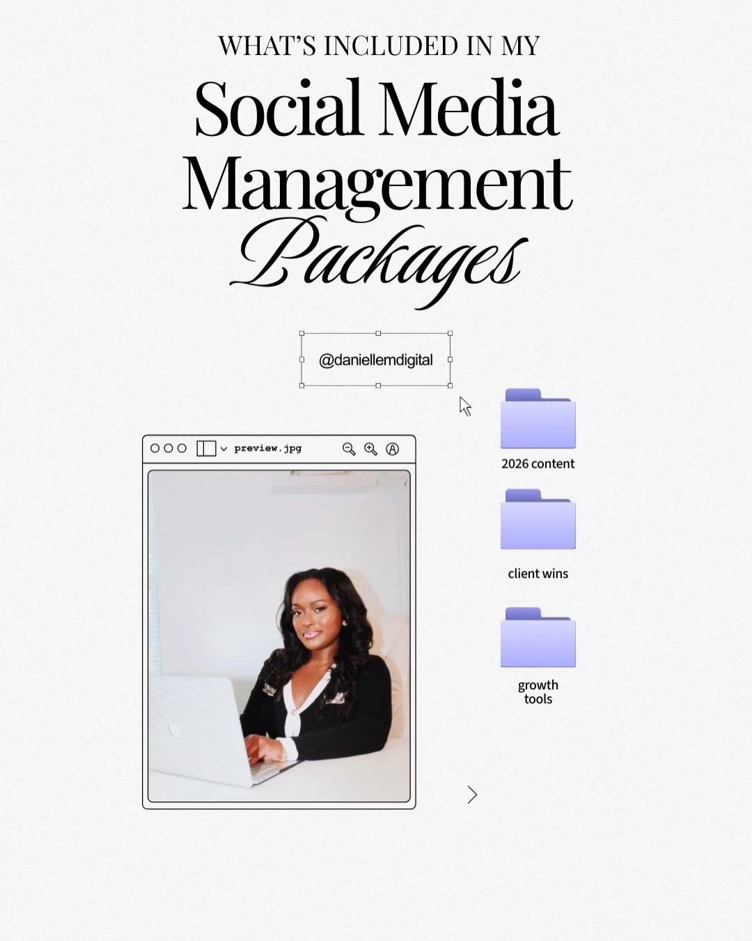 Like the rush of getting a package straight your door but 10x ✨better. You get to pick a package that frees up your time, grows your brand awareness, or both!

Social media management is more than just a pretty grid - it&rsquo;s a curated mix of stra
