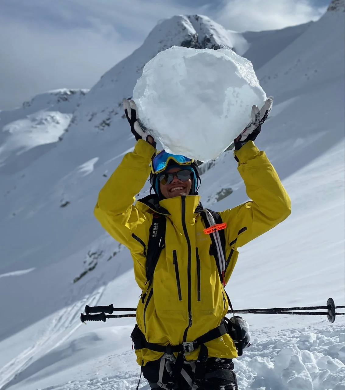 Tobin (Guide) was tasked with finding very very old glacier ice for apres cocktail hour. He took the challenge quite seriously.