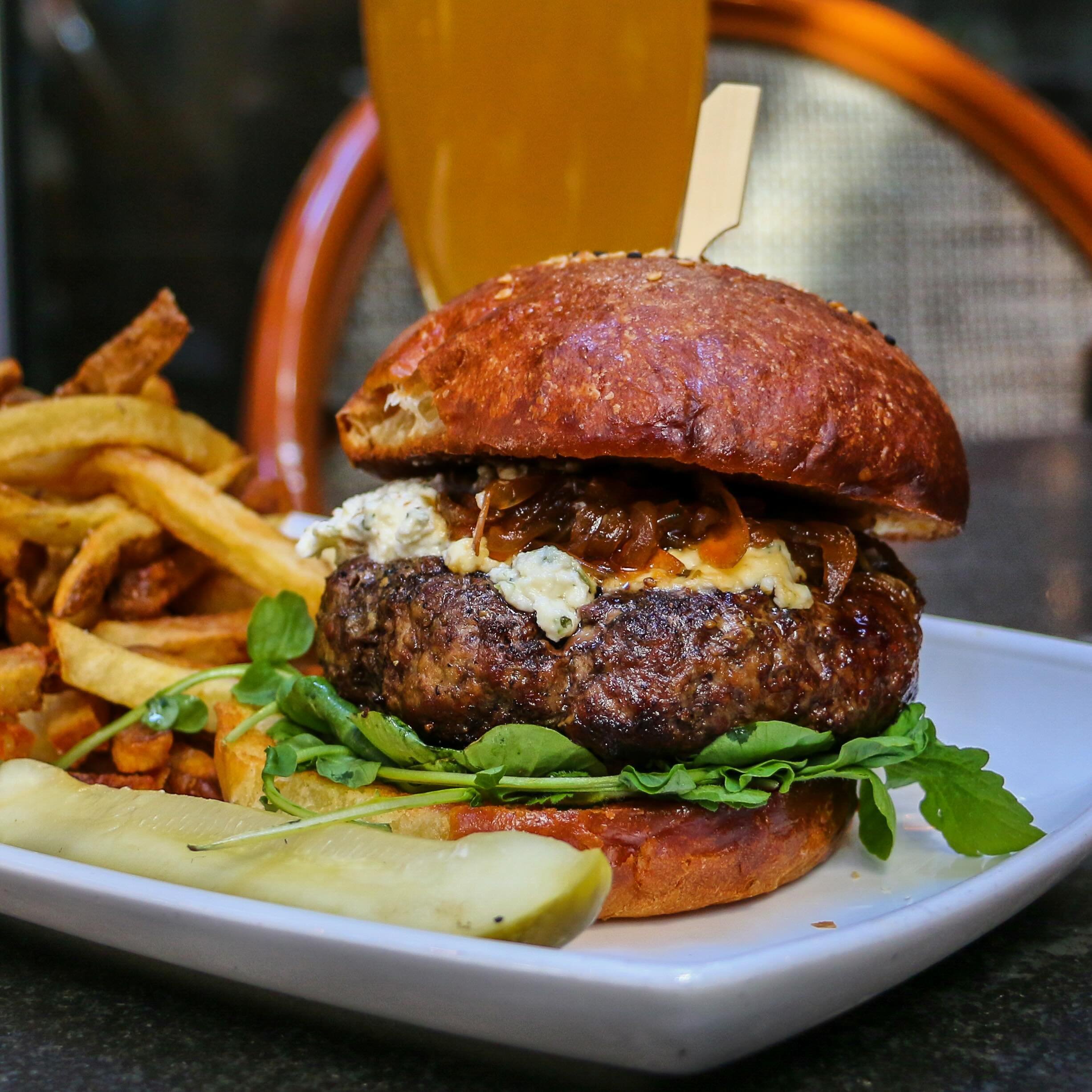 This lunch-exclusive burger was inspired by one of our  famous and beloved regulars 👩&zwj;🍳 Can you guess who?

The Julia Burger: savenor&rsquo;s beef, brandy caramelized onion marmalade, boursin cheese, baby watercress, french fries

#bostonrestau