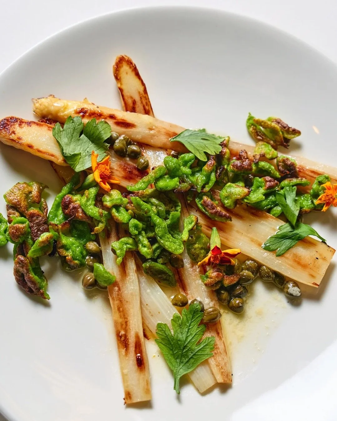 Spring has sprung, and so has Chef Nick&rsquo;s new tasting menu. Introducing the first course: White Asparagus Grenobloise with brown butter, capers, pan-fried sp&auml;tzle, and parsley.

The Tasting Menu is served daily at dinner. Walk-ins welcome,