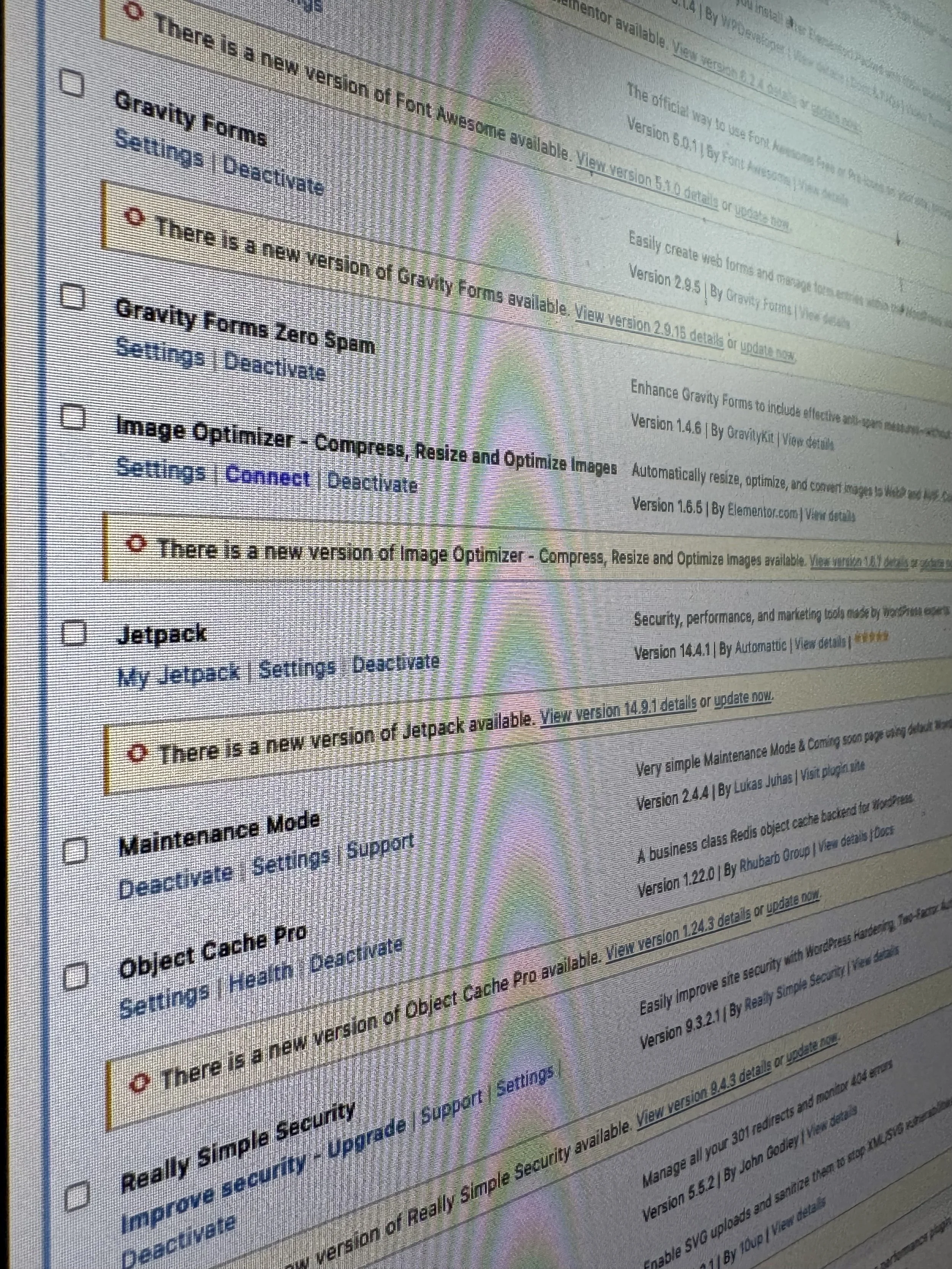 A screenshot of plugins from the Wordpress dashboard.