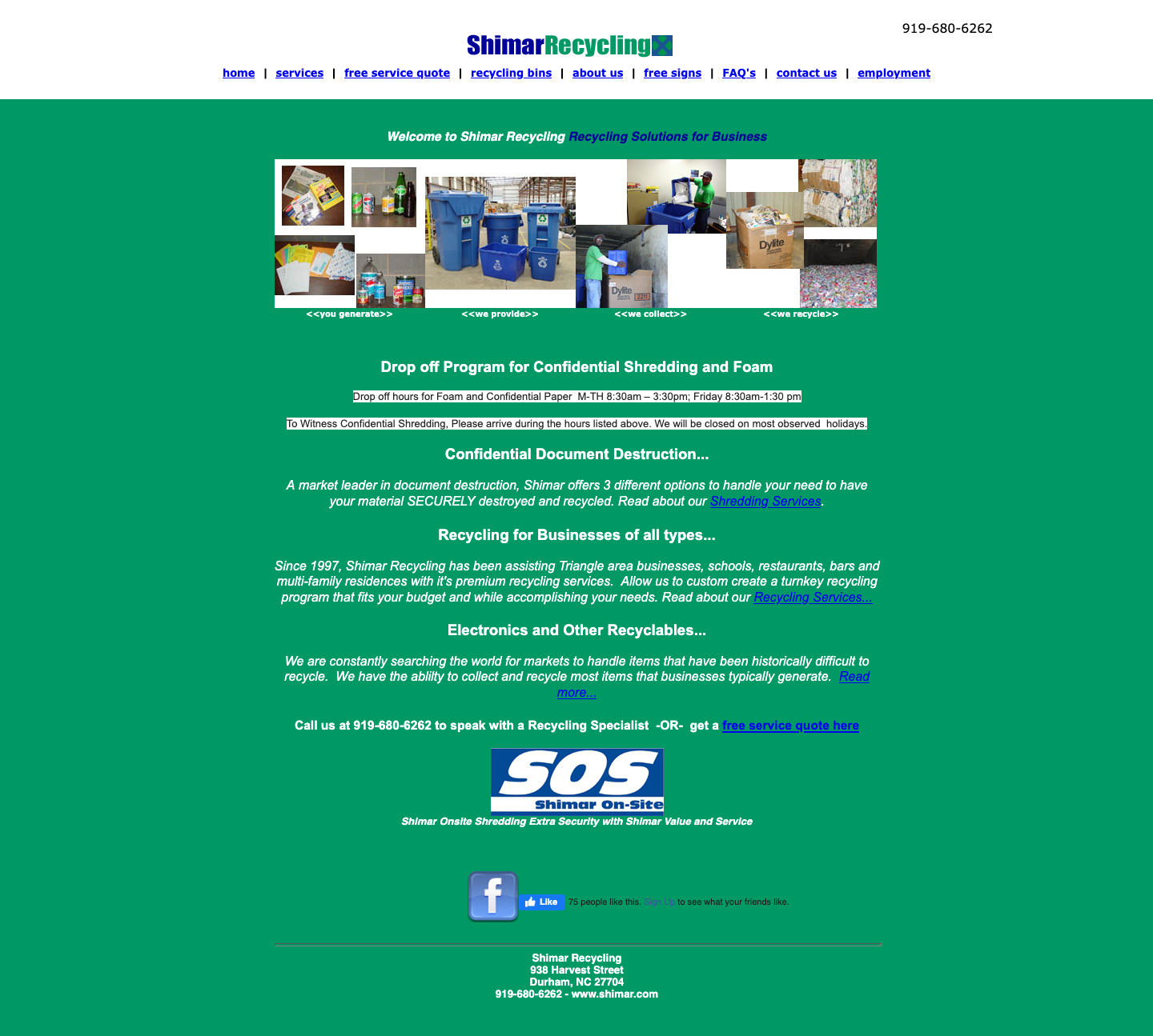A screenshot of Shimar's website before our refresh.