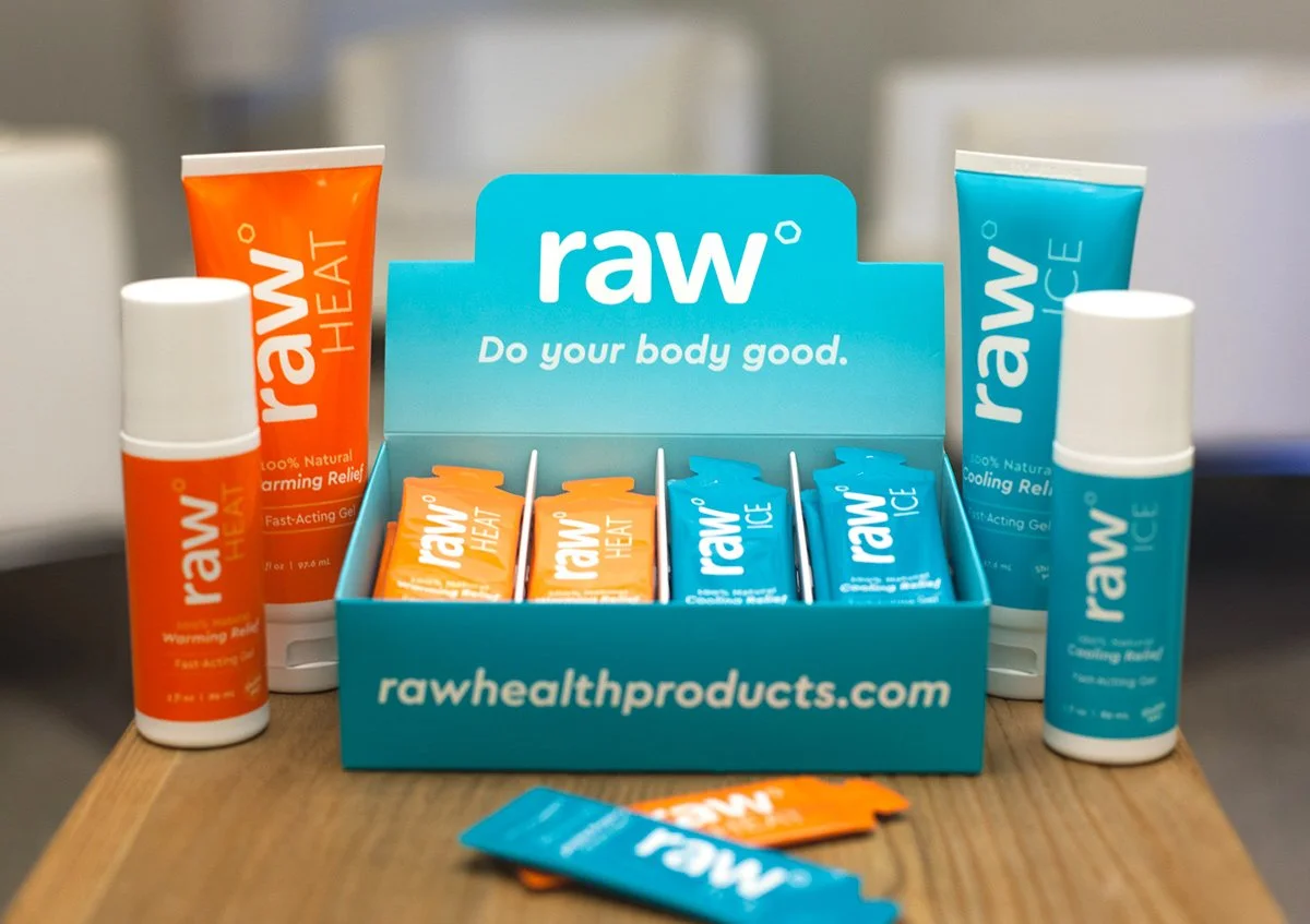 A photo of our packaging design for Raw Health products.