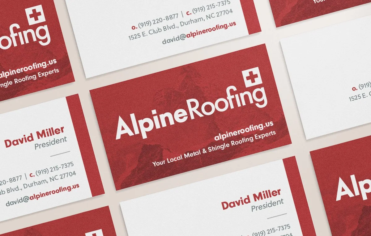 A rendering of branded business cards.
