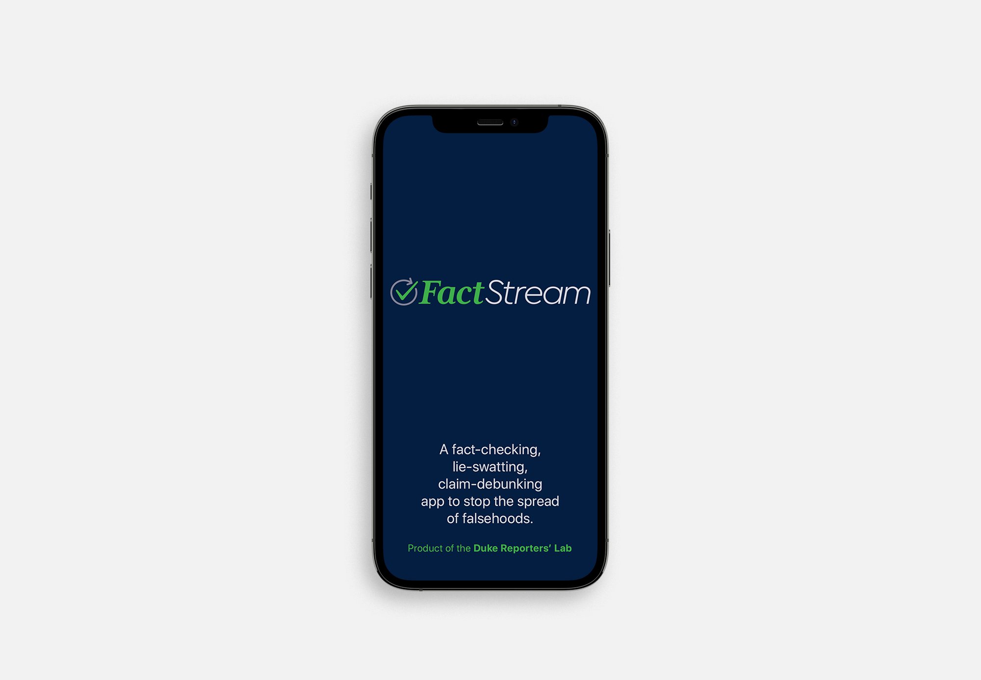 The splash screen of the app displayed on a phone.