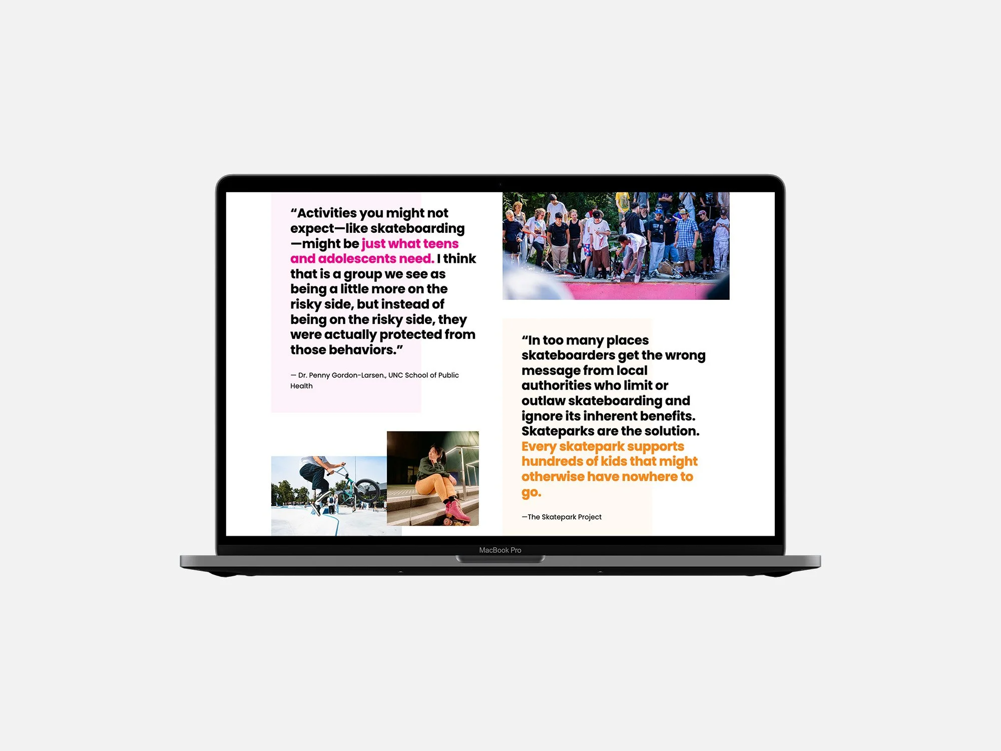 A section with quotes and images.