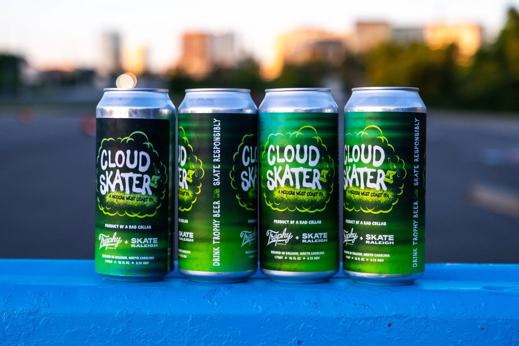 Cloud Skater IPA beer can label design.