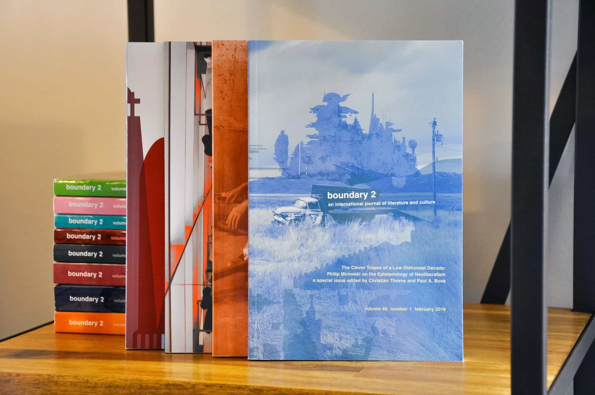 b2 volume 46 cover set on a book shelf.