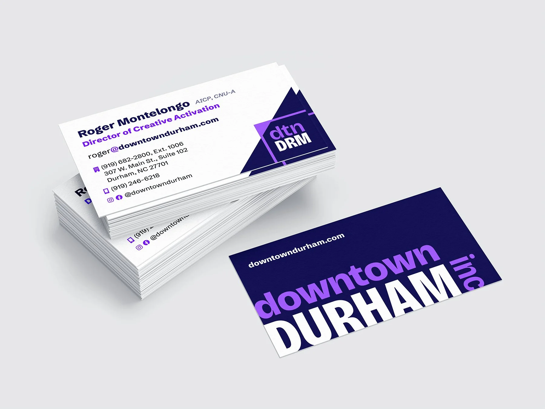 Downtown Durham Inc. business cards front and back.