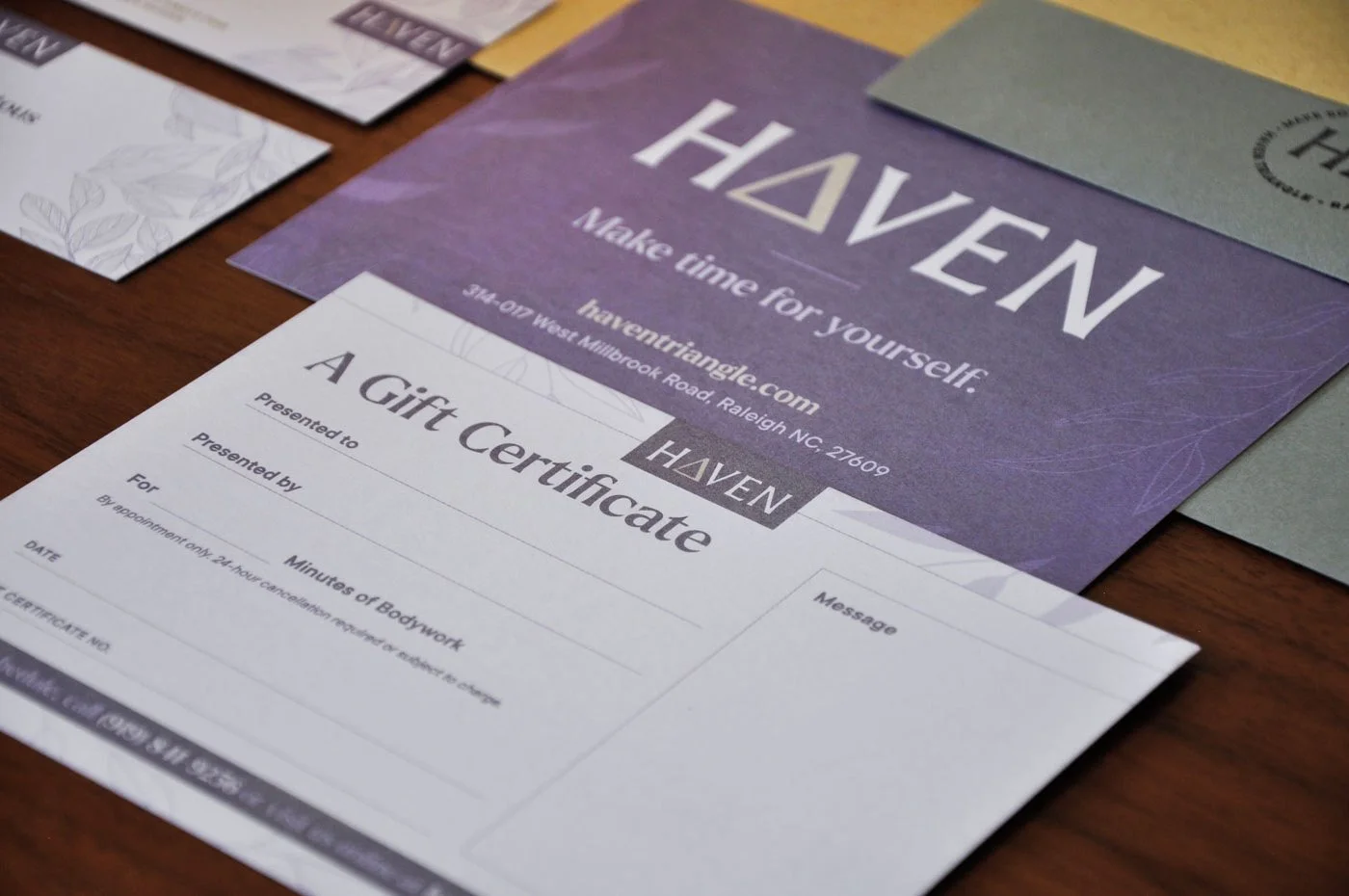 Gift certificates using spot colors.