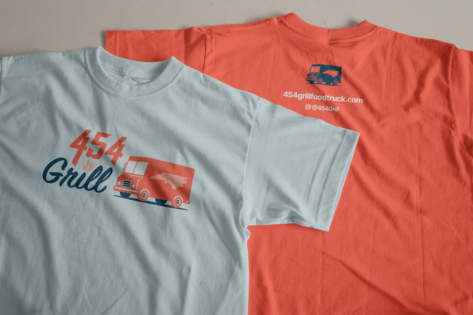 A rendering of the 454 Grill logo on a t-shirt.