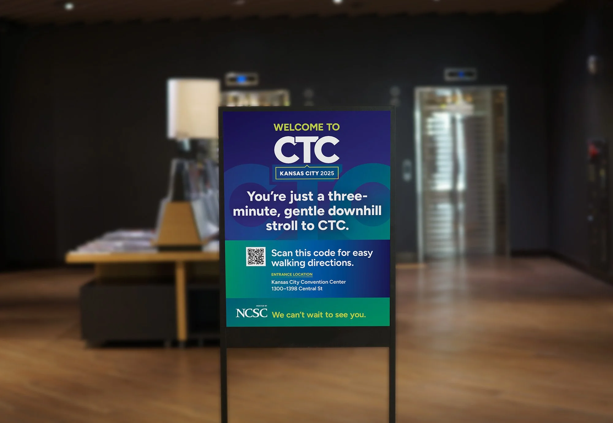 A rendering of CTC 2025 walking directions signage.