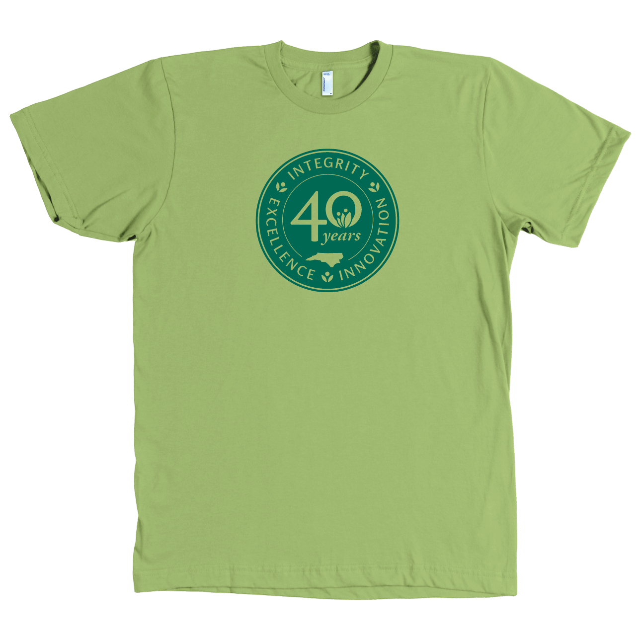 The seal on a shirt front.