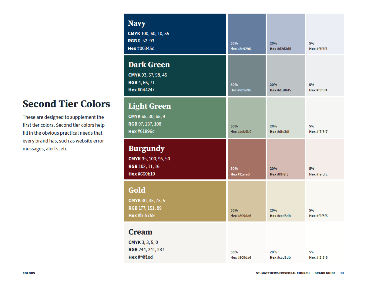 Brand second tier colors.