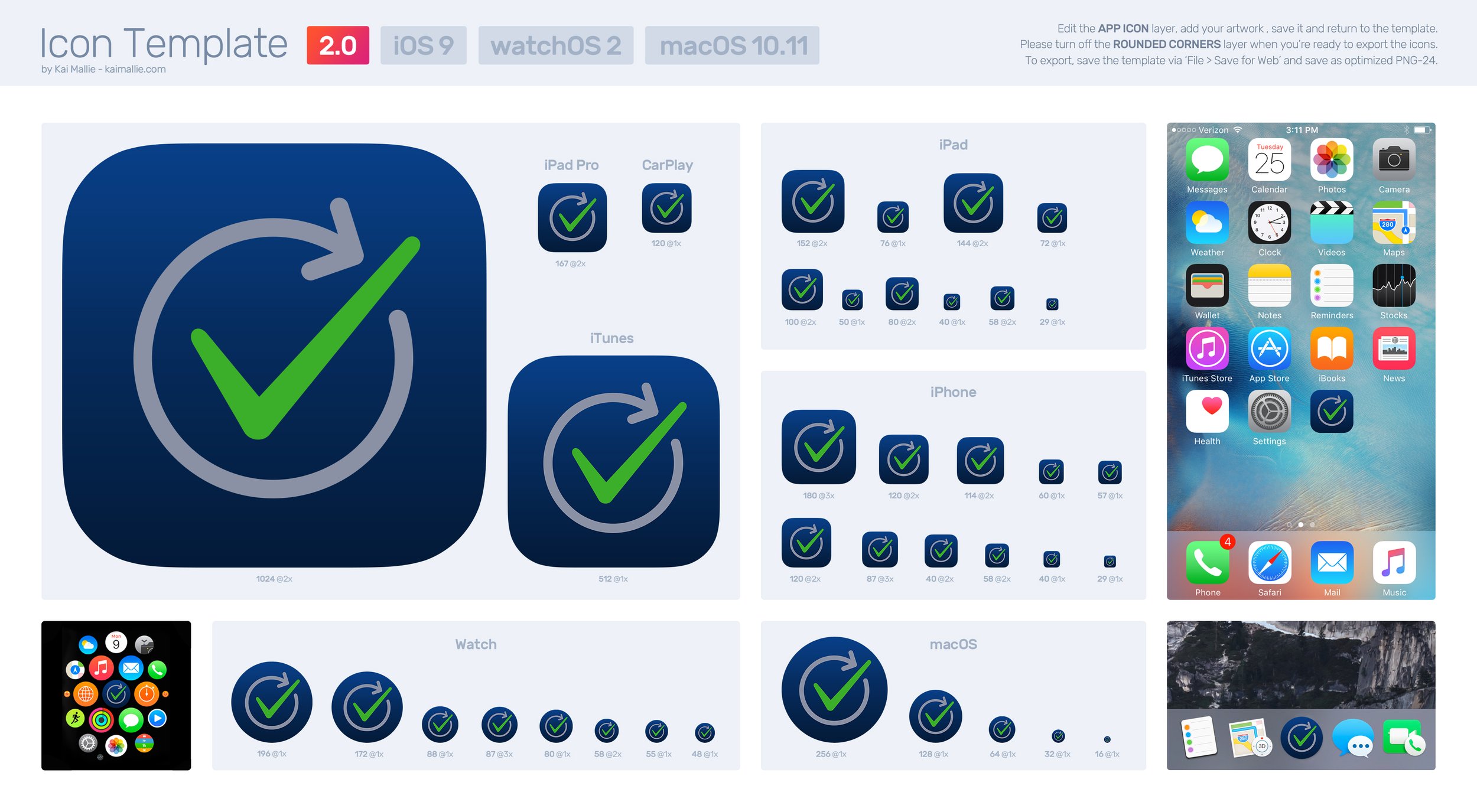 Scale tests of the branded app icon.