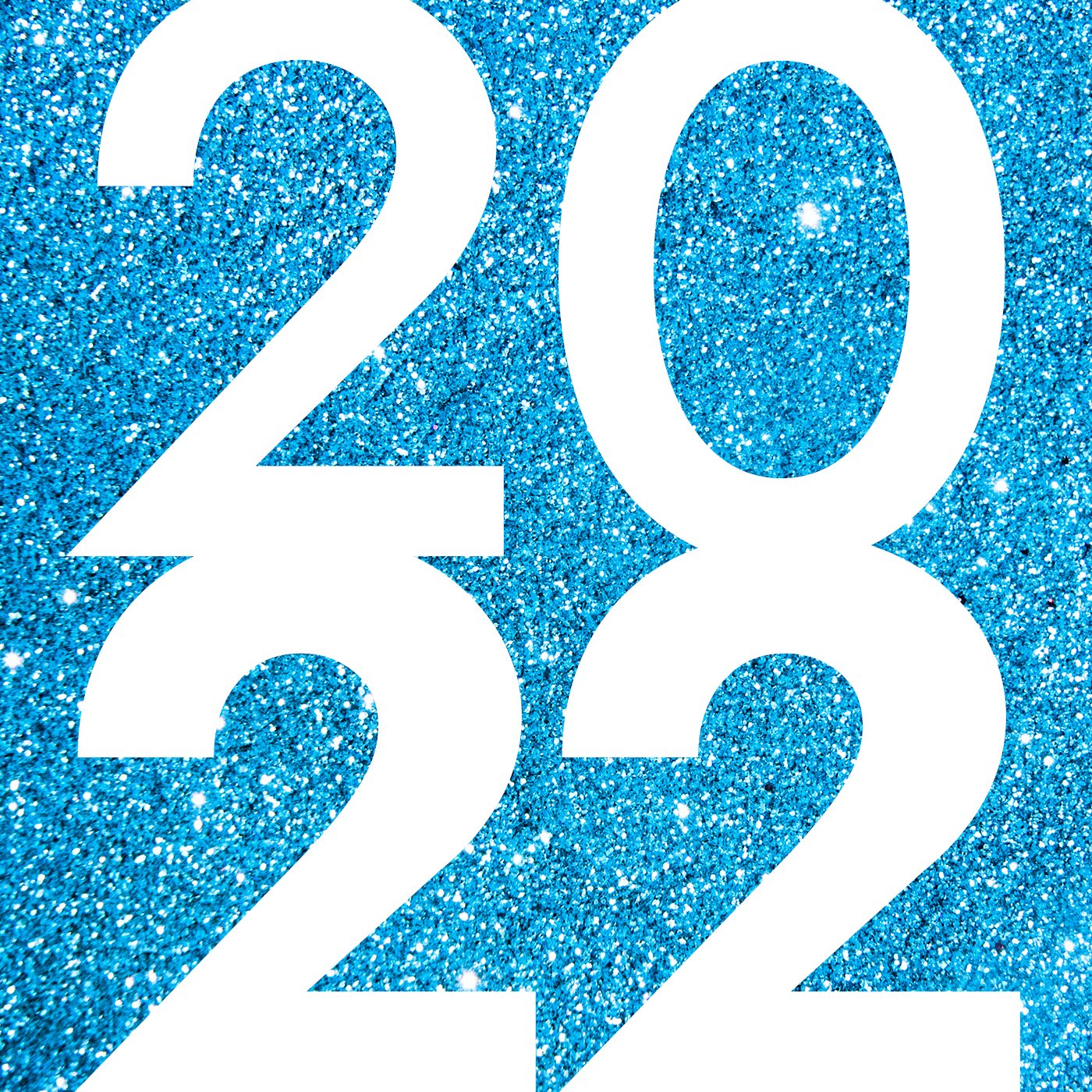 A glittery graphic reading 2022.