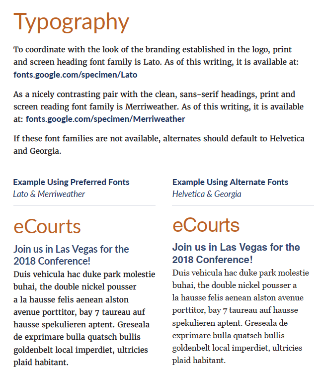 The eCourts 2018 typography.